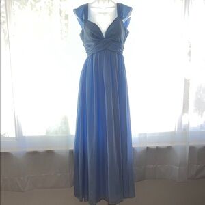 Elegant Blue Empire Waist Maxi Dress